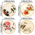 Detailed views of four Chinese style bird and floral wall decals with a 7.48 inch diameter - Flowers and Birds (PH-QTB26)
