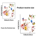 Detaillierte Größenangaben für Blumen und Schmetterling Wandaufkleber mit Layout Maßen - Botanische Blume (PH_QTC3)