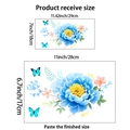 Tableau des tailles détaillé montrant les dimensions reçues et finales des stickers muraux fleurs - Fleur Bleue (PH_QTC9)
