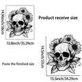Detalle de las dimensiones y el diseño del adhesivo de pared con calavera y flores - Calavera Flor (PH_QT11)