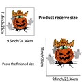 Detail of Halloween pumpkin ghost stickers showing sheet size and finished application dimensions - Pumpkin Pattern (PH_QTC18)