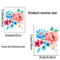 Detailed size guide for blue and pink floral wall stickers showing product dimensions - Floral (PH_QTC7)