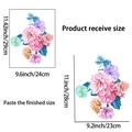 Floral wall sticker detail showing product receive size 29x24cm and finished size 28x23cm - Colorful Artistic Floral Style (PH_QTC2)