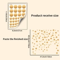 Detailed size chart for golden circle wall stickers showing layout and finished dimensions - Gold Polka Dot Style (PH_QTX11)