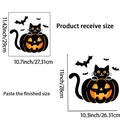 Detail van Halloween muursticker met de ontvangen afmetingen en afgewerkt kat pompoen decor - Pompoen Kat