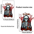 Dettaglio del layout dell'adesivo da parete teschio di Halloween e dimensioni finali - Scheletro con Mantello Nero (PH_QTC13)