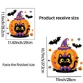 Halloween cat and pumpkin static window sticker with product dimensions and layout - Pumpkin Cat