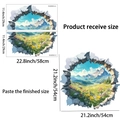 Detail view showing dimensions of 3D nature landscape wall sticker with mountain view - Mountain Snow Scenery Style (PH_QT9701)