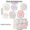 Detail showing size layout for creative flower static cling glass window stickers set - Small Flower (JTD_C40)