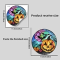 Detailed size chart showing the 28cm diameter for Halloween pumpkin window static sticker - Bat Pumpkin Style (JDT-H7006)