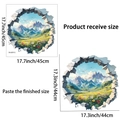 Détail de la taille reçue et du rendu final du sticker mural 3D paysage de montagne - Paysage Naturel (PH-QT9715)