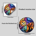Detail showing the 29cm Halloween pumpkin and bat window sticker application steps - Scary Pumpkin (JDT-H7004)