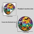 Detailed dimensions of gothic stained glass Halloween window decal with pumpkins - Jack-O-Lantern and Castle Pattern (JDT-H7007)
