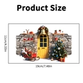 Detailed dimension guide for Christmas wall stickers with snowy door and tree motifs - Stone Wall Yellow Door Style (PH_QTB37)