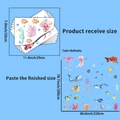 Layout detail showing 6-sheet marine life wall stickers with watercolor sea creatures - Marine Life Set (JDT-H7085)