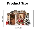 Detailed 19x11cm dimensions of Christmas light switch wall sticker with 3D cottage motifs - Stone Wall Snowy Cabin Style (PH_QTB38)