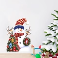 Cute Christmas snowman wall decal with festive tree and cabin for home holiday decor - Snowman Stripe Hat Style (PH_QTB55)
