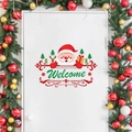 Pegatina navideña para puerta con Papá Noel y reno con mensaje de Welcome - Estilo Papá Noel Dibujos Animados Welcome (PH_QTB47门贴)