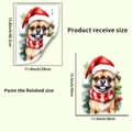 Detail showing Christmas dog wall sticker dimensions 29x40.3cm for festive home decor - Dog With Hat Illustration Style (PH_QTB51)