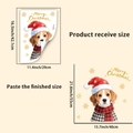 Dettaglio dell'adesivo murale Beagle di Natale con dimensioni del prodotto e del risultato - Stile Illustrazione Natale Beagle (PH_QTB53)
