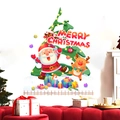 Detailed Christmas wall stickers showing Santa Claus and reindeer on a white wall - Santa Claus and Reindeer Style (PH_QTB57)
