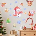 Detailsicht der Aquarell-Weihnachtswandsticker mit Weihnachtsmann, Schneemann und Rentier Motiven - Aquarell Schneemann Weihnachtsmann Stil (PH_QTB61)
