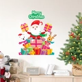 Bunte Aquarell-Weihnachts-Wandaufkleber mit Weihnachtsmann und Rentier auf weißer Wand - Weihnachtsmann Rentier Eisbär Stil (PH_QTB63)