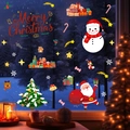 Statische Weihnachts-Fensteraufkleber mit Weihnachtsmann, Schneemann und Rentier - Weihnachtsmann und Rentier Stil (JDT-X72)
