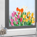 Gekleurde tulpen glasfolie voor privacy in ramen van keuken en slaapkamer decor - Tulpenbloemenstijl (JDT-A89)