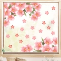 Pegatinas estáticas de flores de cerezo rosa con hojas verdes para decorar ventanas - Patrón de Sakura (JDT-A91)