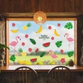 Sommer-Thema Statische Fensteraufkleber mit Flamingos und Ananas auf einem Glasfenster - Tropisches Sommerthema (JDT-A90)
