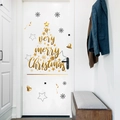 Detail of Christmas tree door sticker with merry Christmas lettering and stars decoration - Tree Shaped Artistic Merry Christmas (PH-QTC235)