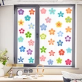 Colorful floral glass window stickers for home decor shown on a bright indoor window - Colorful Floral Style (JDT-A92)