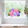 Colorful hydrangea flowers and butterflies static window clings for bedroom and living room décor - Hydrangea Butterfly (JDT-A144)