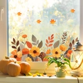 Pegatinas estáticas de otoño con flores cálidas y hojas de maple para decoración de vidrios - Floral de Otoño (JDT-A131)