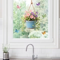 Floral hanging basket and butterfly static window clings for balcony home decoration - Botanical Butterfly Hanging Basket Style (JDT-W004)