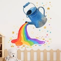 Cartoon watercolor rainbow watering can wall sticker with stars for kids room decor - Watercolor Kettle Rainbow Style (PH_QTB80)
