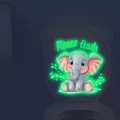 Sticker de toilette phosphorescent avec éléphant mignon et texte Please Flush - Vert