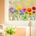 Realistic hydroponic glass flower vase window stickers set for home balcony decoration - Hydroponic Floral Glass Vase Style (JDT-A146)