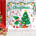 Weihnachtsfensterbilder aus PVC mit Elfen, Bäumen und festlichen Kranzdekorationen - Elfen- und Weihnachtsbaum-Stil (JDT-A148)