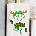 Weihnachts-Schneemann-Sticker mit gestreiftem Hut und Schal auf Kühlschrank - Schneemann mit gestreiftem Geweih-Hut (PH_QTX38)