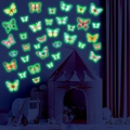 Glow-in-the-dark butterfly wall stickers in kids' bedroom with luminous green effect - Green Glow (YG_B020)