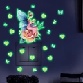 Pegatinas de pared luminosas con hada y mariposas que brillan en la oscuridad - Verde