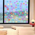Bunte handgezeichnete Herz-Fensteraufkleber für die Heimdekoration auf Glas - Bunter Herz Handgezeichneter Stil (JDT-A150)