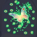 Adesivi murali luminosi con farfalla colorata e motivi a rose verde fosforescente - Luce Verde (YG_B031)