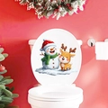 Weihnachtlicher WC-Deckel-Aufkleber mit Schneemann und Rentier für festliche Badezimmer - Weihnachtsschneemann Und Rentier Stil (PH_QTB91)
