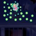 Adesivi murali fata luminosa con bacchetta magica e stelle per decorazione camera - Verde