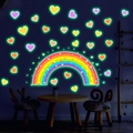 Adesivi murali arcobaleno luminosi con cuori colorati per la camera dei bambini - Verde