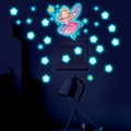 Adesivi murali fata e stelle luminose con effetto fluorescente blu per la cameretta - Blu