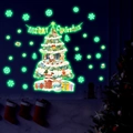 Pegatinas de pared de árbol de Navidad y copos de nieve fluorescentes que brillan en verde - Verde Luminoso (YG_B050)